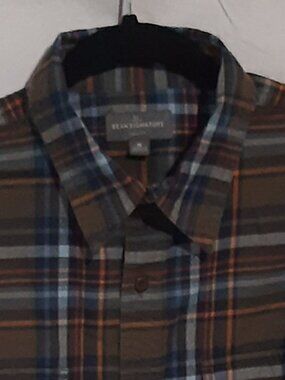 L.L. Bean Signature Olive Green Plaid Long-Sleeve Button-Up Shirt, Men's M